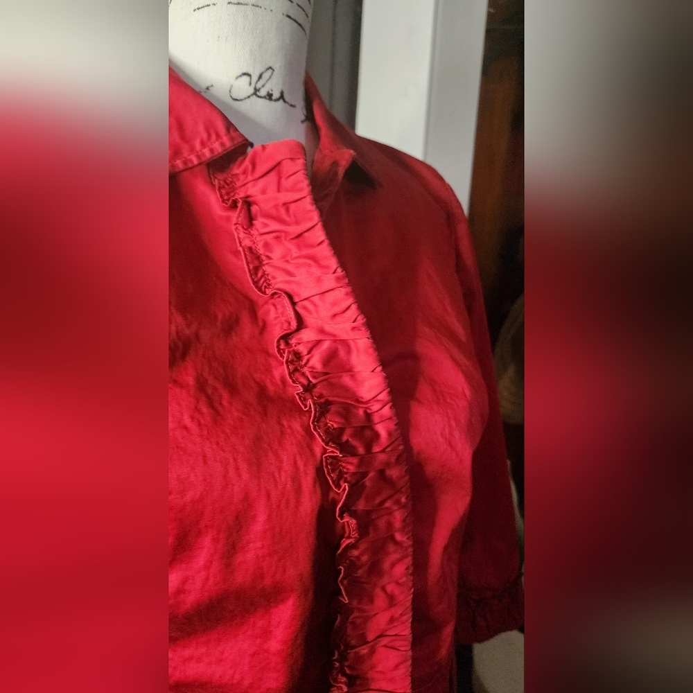 Talbots Red Ruffled Blazer - Picture 4 of 7